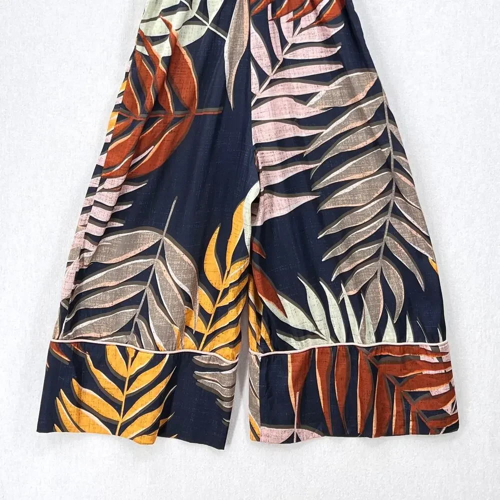 ANTHROPOLOGIE HUTCH Jess Jumpsuit Womens Small Leaf Print Short Sleeve V-neck - Picture 8 of 16